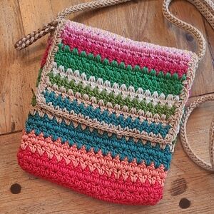 The Sak Crochet Crossbody Bag - Pink, Green, Blue & Cream